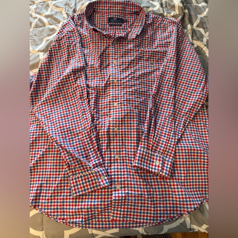 Vineyard Vines Red and Blue Plaid Shirt